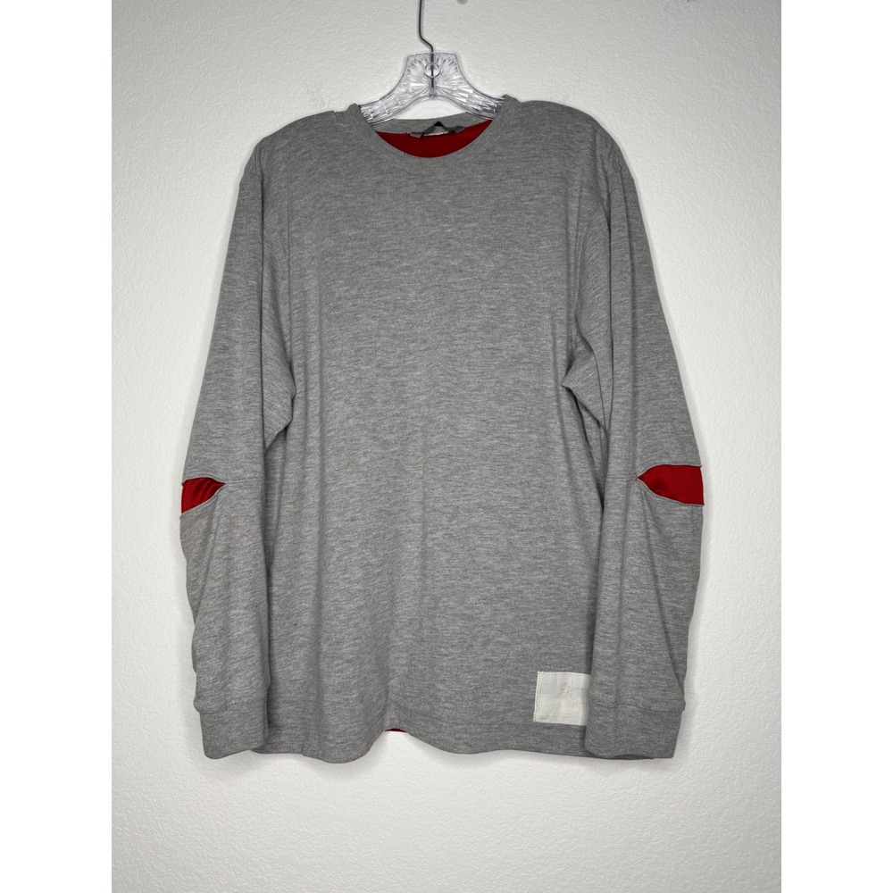 Nike Basketball Reversible Long Sleeve Shirt Mens Grey Red Mesh Elbow Cutouts L